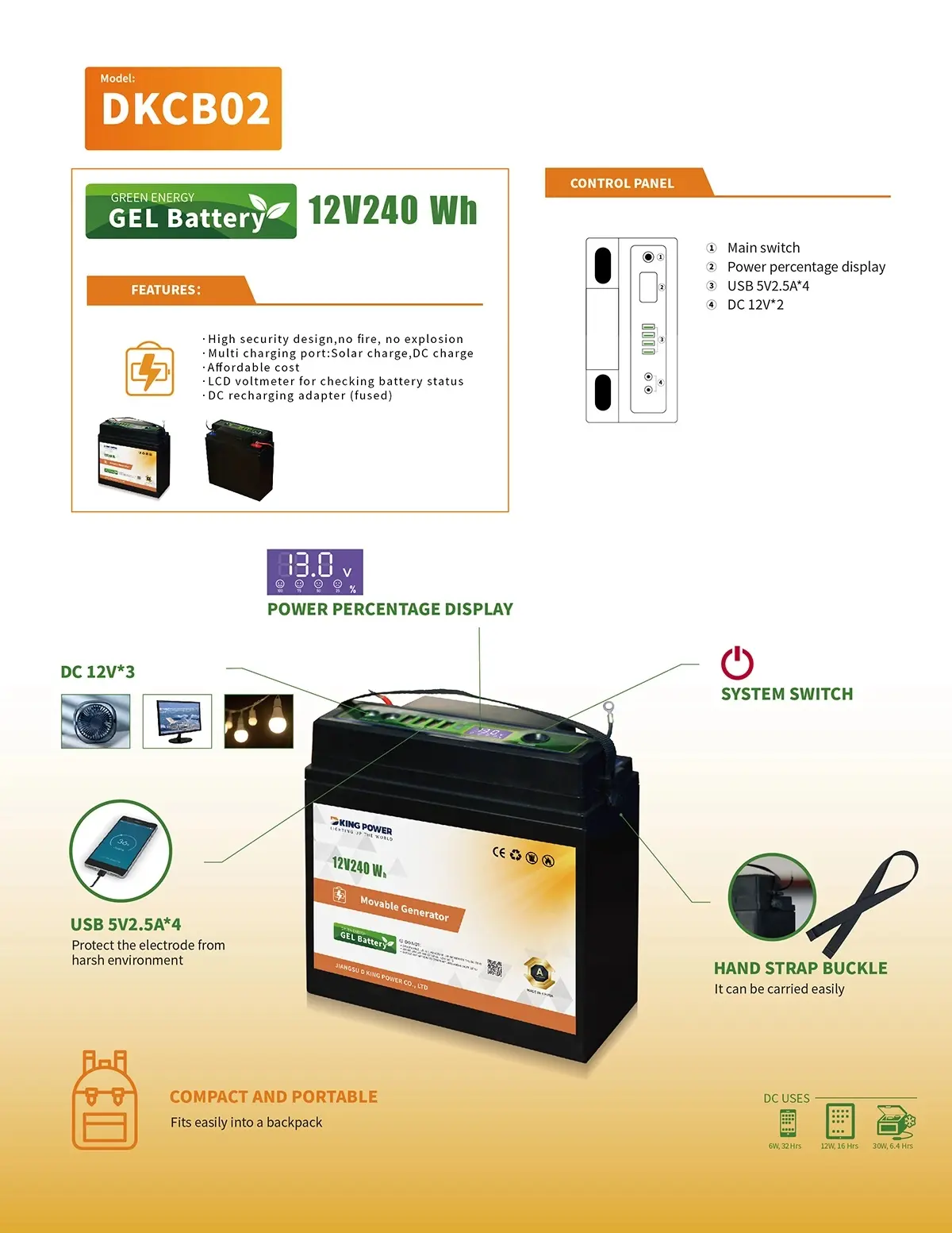Specification of DKCB02-12V240Wh-01