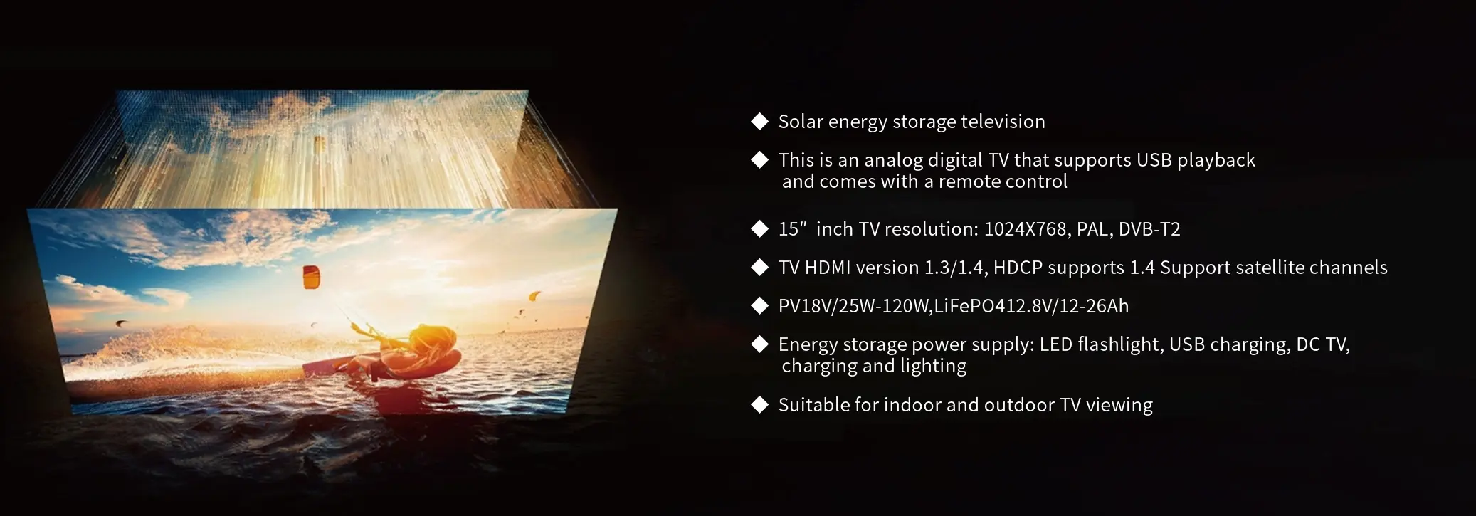 Details of Solar Power 15″LCD TV Set 2