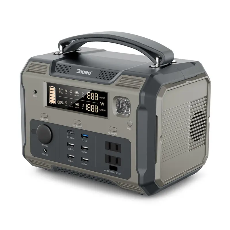DK-SYD500W-505WH Potable Generator with LED Light Portable Power Station 500W for Solar Panel for Camping and Outdoor Travel RV